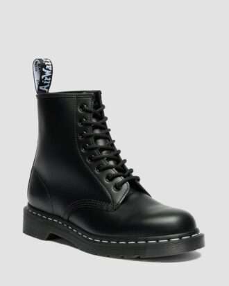 1460 Schnürstiefel aus Smooth Leather mit weißen Nähten