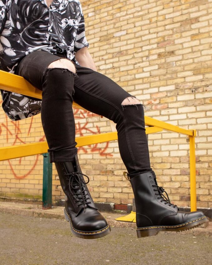 1490 Smooth Leather-Stiefel in mittlerer Wadenlänge