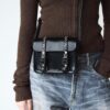 7-Zoll-Umhängetasche mit Nieten Kiev Leder-Umhängetasche 7-Zoll-Umhängetasche mit Nieten Kiev Leder-Umhängetasche