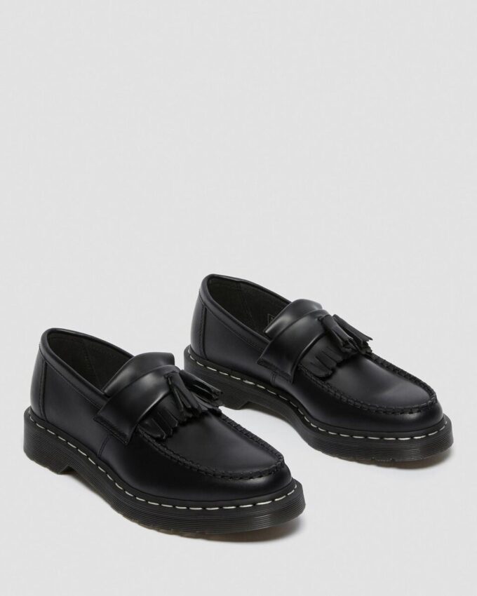 Adrian White Stitch Smooth Leather Loafers