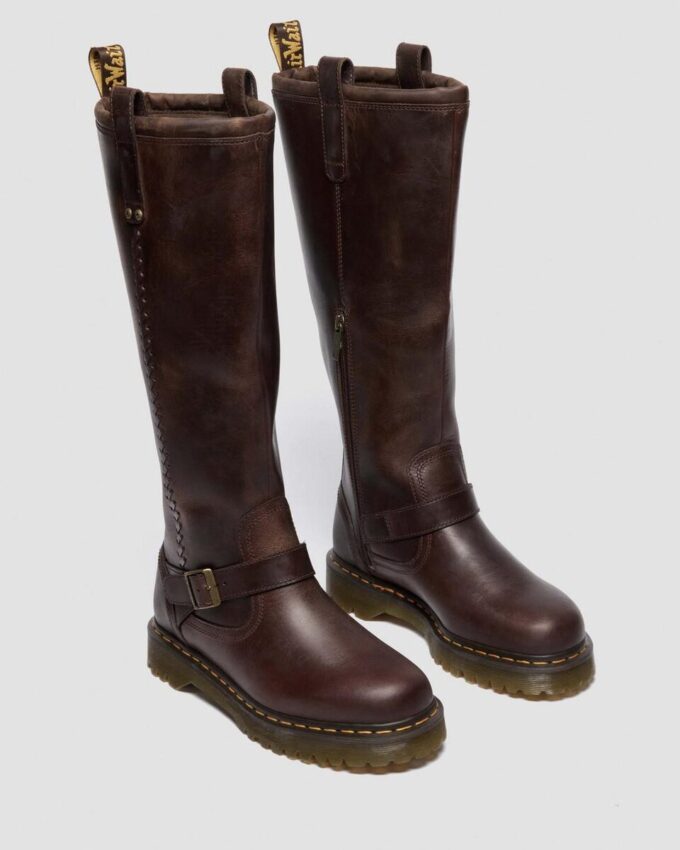 Anistone kniehohe Bikerstiefel aus Crazy Horse-Leder Anistone kniehohe Bikerstiefel aus Crazy Horse-Leder