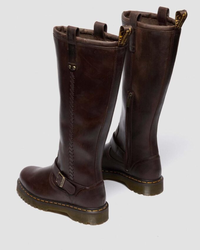 Anistone kniehohe Bikerstiefel aus Crazy Horse-Leder Anistone kniehohe Bikerstiefel aus Crazy Horse-Leder
