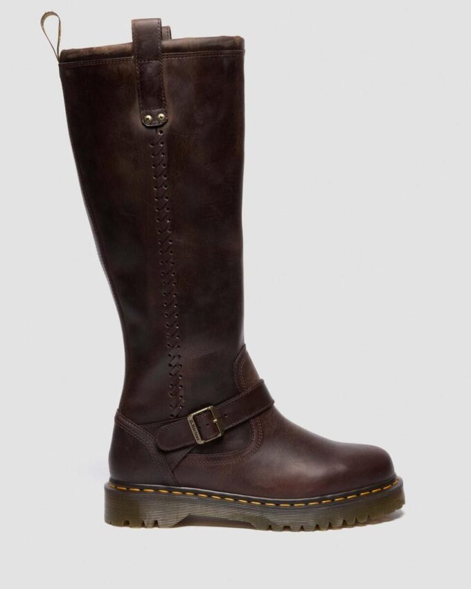 Anistone kniehohe Bikerstiefel aus Crazy Horse-Leder Anistone kniehohe Bikerstiefel aus Crazy Horse-Leder