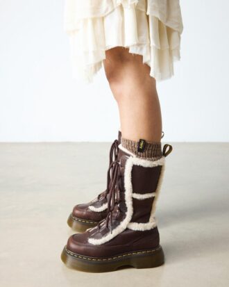 Buzz Schnürstiefel aus Grizzly-Leder mit Kunstfellfutter
