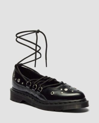 ELPHIE II Ballerinas aus genarbtem Leder mit Nieten