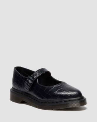 ELPHIE MJ Schuhe aus Leder mit Krokodilprägung