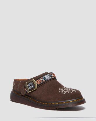 Isham Wildleder und Jacquard-Pantoletten