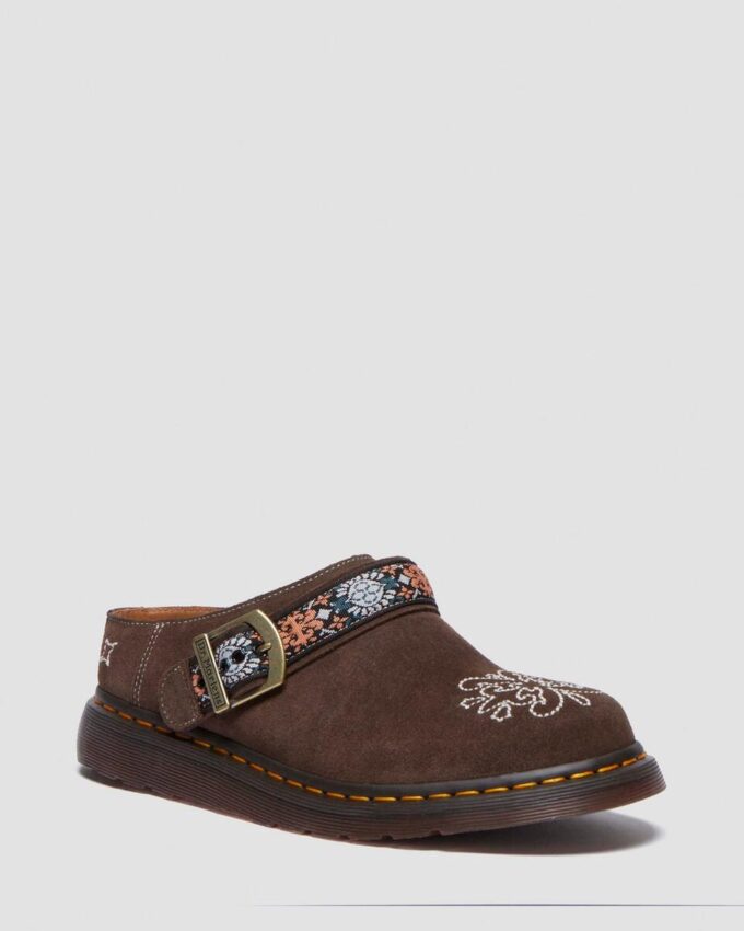 Isham Wildleder und Jacquard-Pantoletten