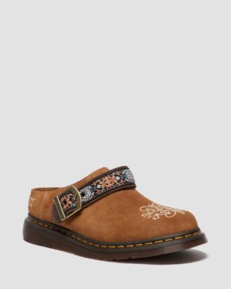 Isham Wildleder und Jacquard-Pantoletten