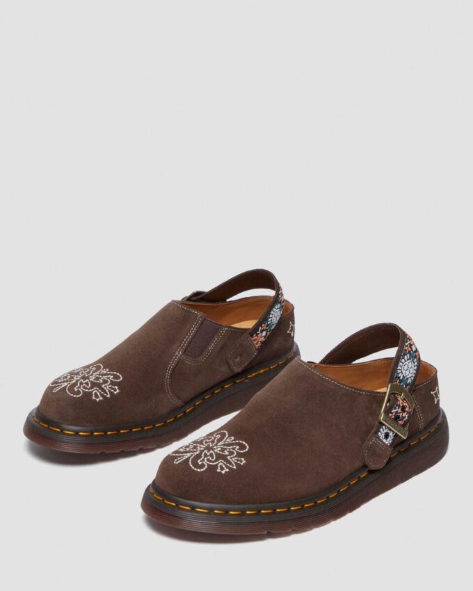 Isham Wildleder und Jacquard-Pantoletten