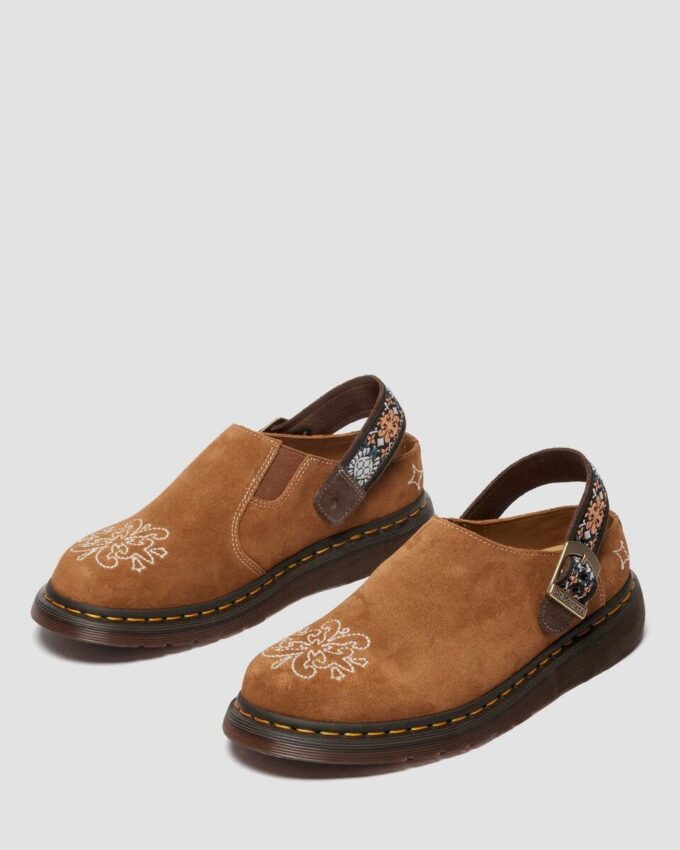 Isham Wildleder und Jacquard-Pantoletten