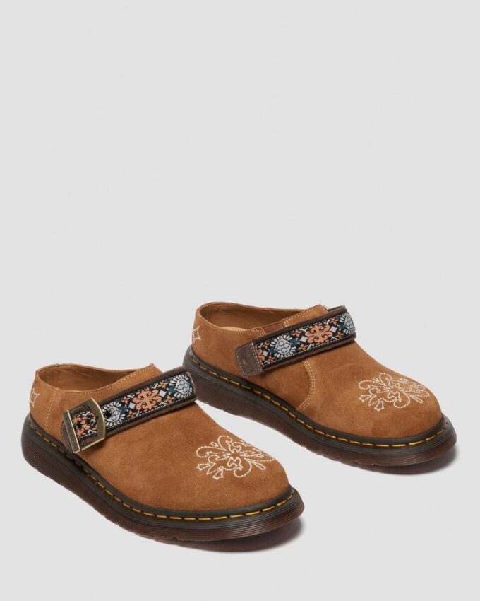 Isham Wildleder und Jacquard-Pantoletten