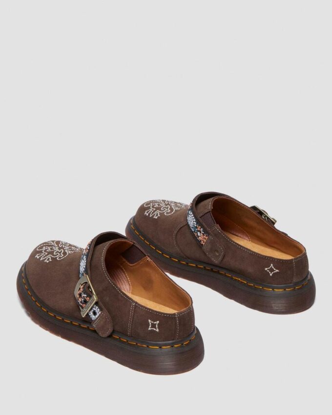 Isham Wildleder und Jacquard-Pantoletten