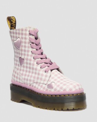 JADON HEART Gingham Leder-Platform-Boots