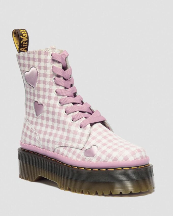 JADON HEART Gingham Leder-Platform-Boots JADON HEART Gingham Leder-Platform-Boots