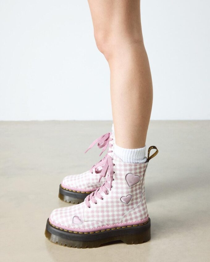 JADON HEART Gingham Leder-Platform-Boots JADON HEART Gingham Leder-Platform-Boots