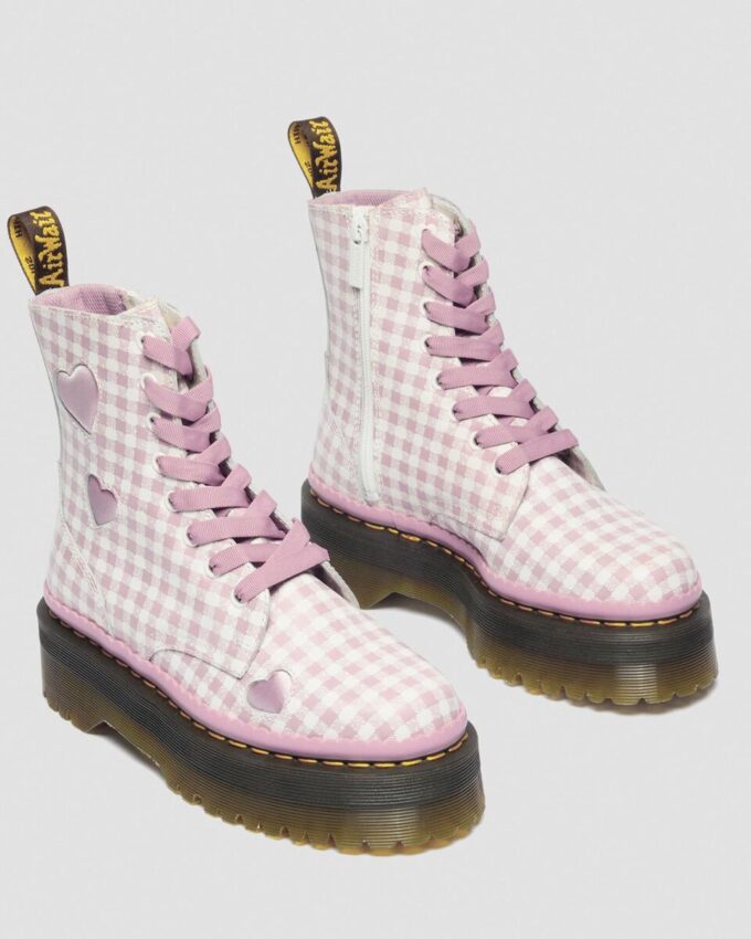 JADON HEART Gingham Leder-Platform-Boots JADON HEART Gingham Leder-Platform-Boots