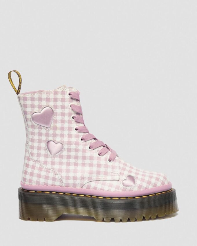 JADON HEART Gingham Leder-Platform-Boots JADON HEART Gingham Leder-Platform-Boots