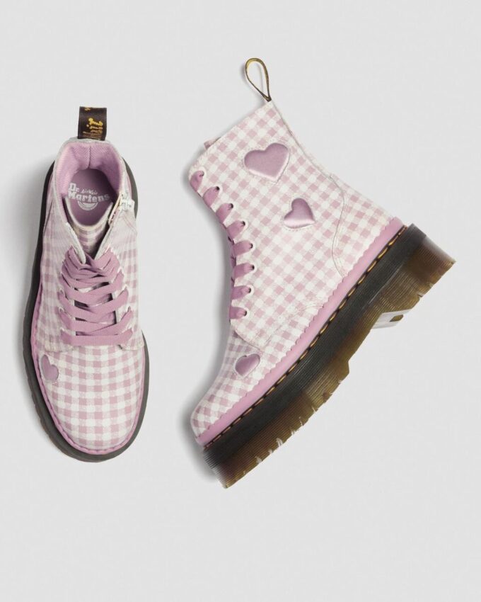 JADON HEART Gingham Leder-Platform-Boots JADON HEART Gingham Leder-Platform-Boots