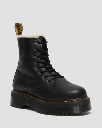 Jadon Platform-Stiefel aus Leder mit Kunstfellfutter