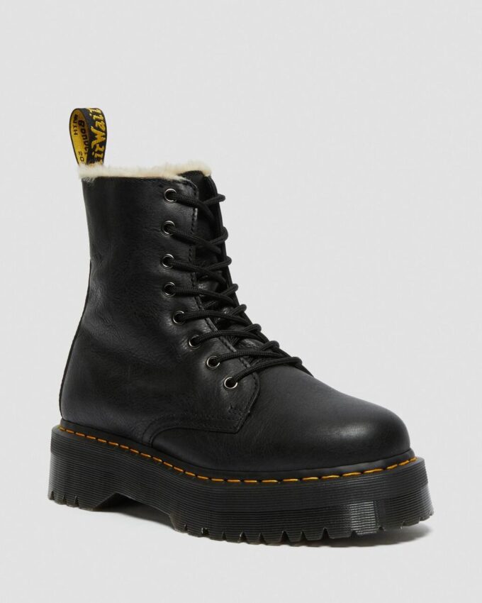 Jadon Platform-Stiefel aus Leder mit Kunstfellfutter
