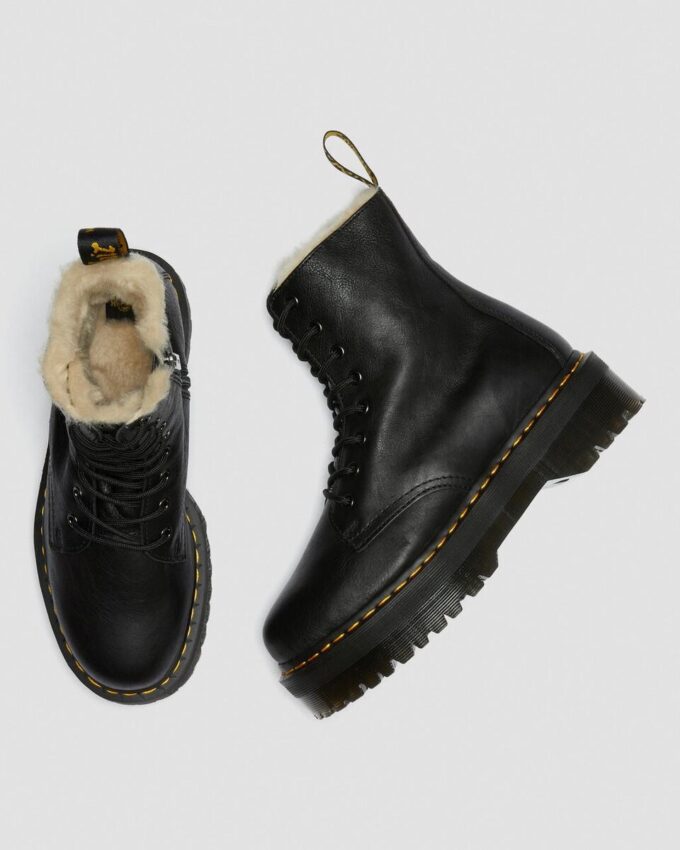 Jadon Platform-Stiefel aus Leder mit Kunstfellfutter