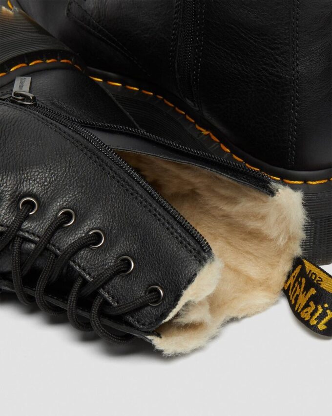 Jadon Platform-Stiefel aus Leder mit Kunstfellfutter