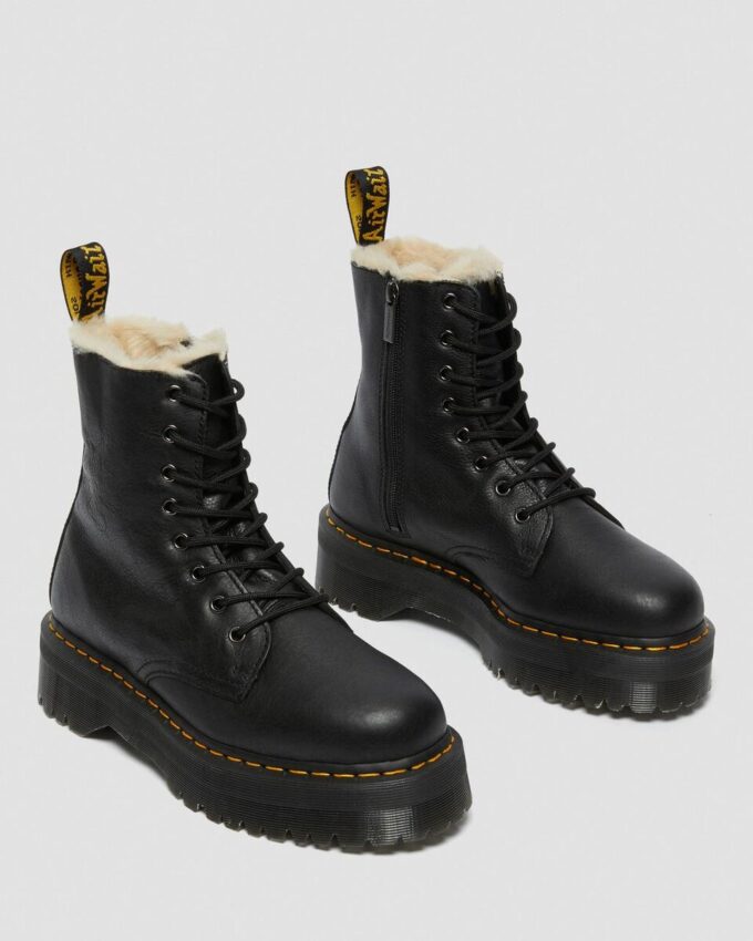 Jadon Platform-Stiefel aus Leder mit Kunstfellfutter
