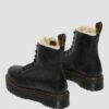 Jadon Platform-Stiefel aus Leder mit Kunstfellfutter