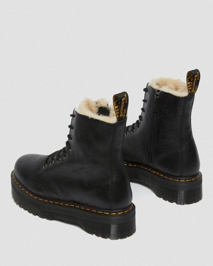 Jadon Platform-Stiefel aus Leder mit Kunstfellfutter