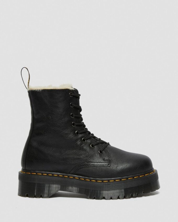 Jadon Platform-Stiefel aus Leder mit Kunstfellfutter