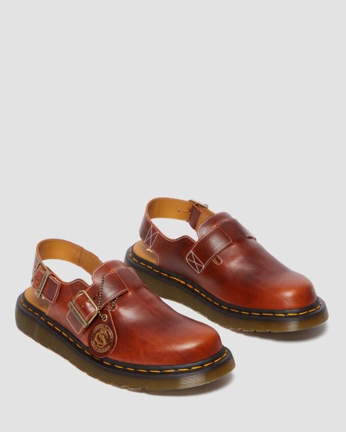 JORGE Hergestellt in England Klassische Leder-Slingback-Pantoletten JORGE Hergestellt in England Klassische Leder-Slingback-Pantoletten