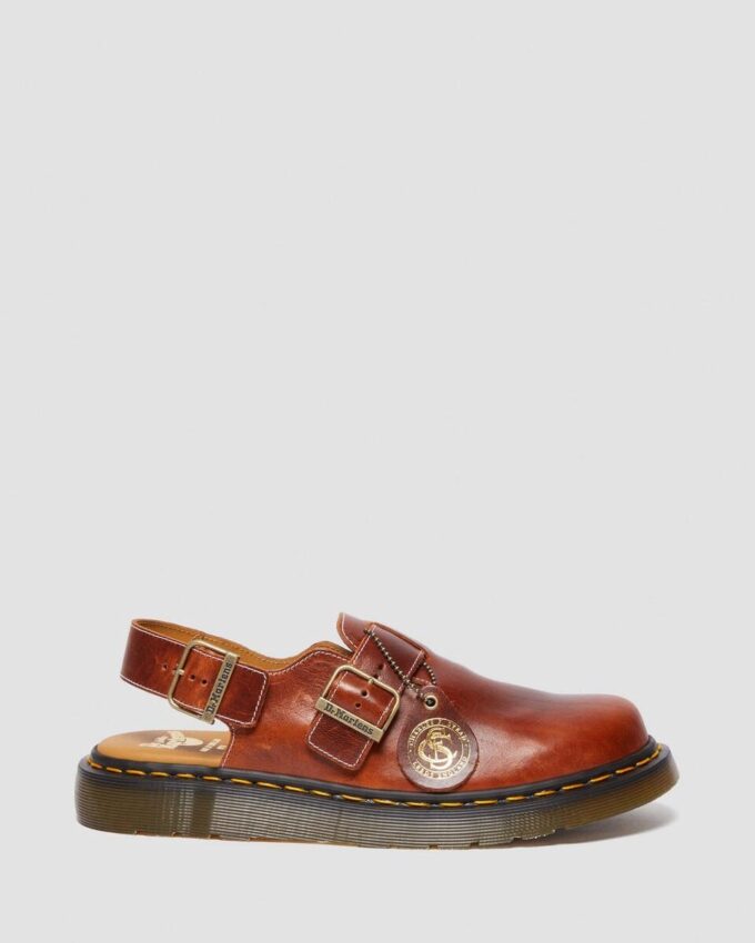 JORGE Hergestellt in England Klassische Leder-Slingback-Pantoletten JORGE Hergestellt in England Klassische Leder-Slingback-Pantoletten