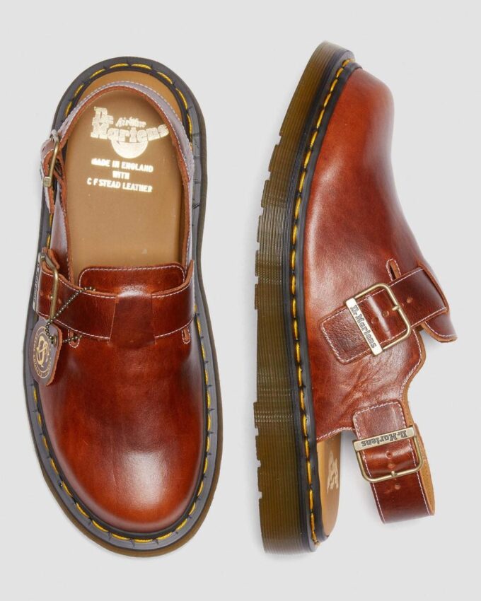 JORGE Hergestellt in England Klassische Leder-Slingback-Pantoletten JORGE Hergestellt in England Klassische Leder-Slingback-Pantoletten