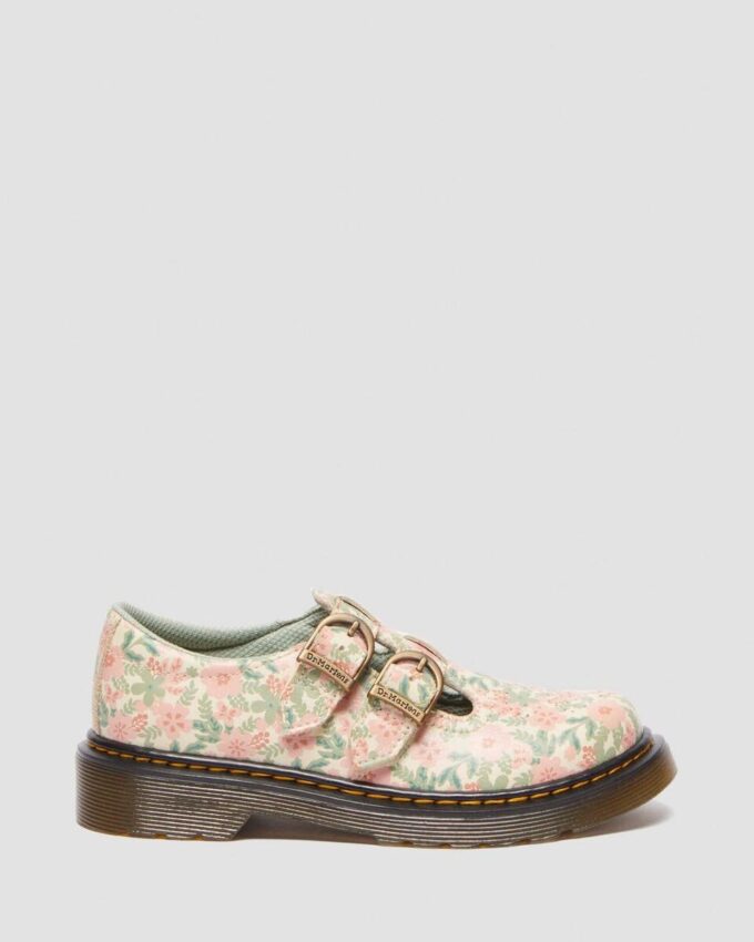Junior 8053 Mary Jane-Schuhe aus Leder mit Blumenmuster Junior 8053 Mary Jane-Schuhe aus Leder mit Blumenmuster