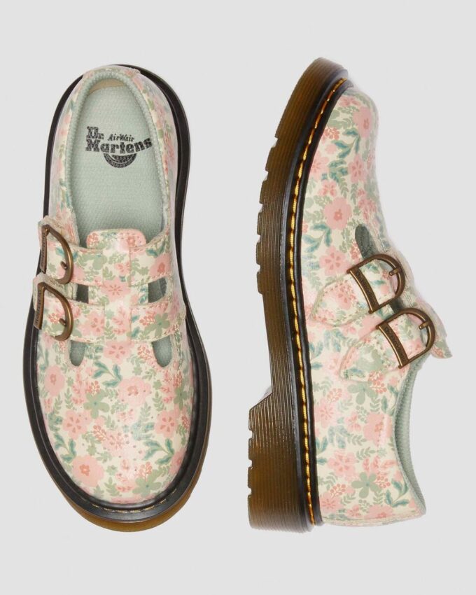 Junior 8053 Mary Jane-Schuhe aus Leder mit Blumenmuster Junior 8053 Mary Jane-Schuhe aus Leder mit Blumenmuster