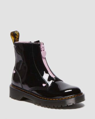 Junior Heart Nappa Patent Leather Stiefel zum Hineinschlüpfen