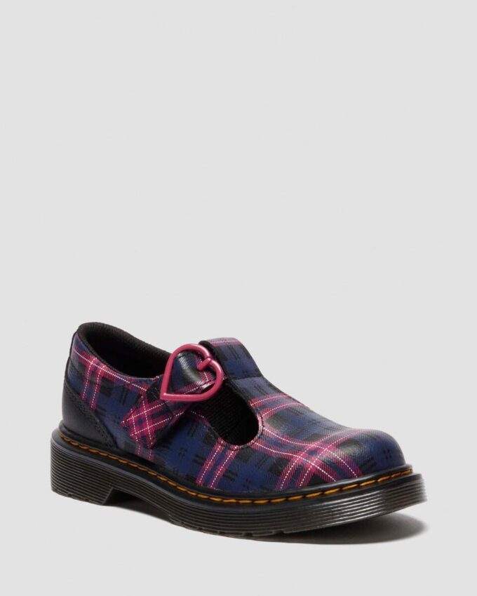 JUNIOR POLLEY II Pink Tartan Mary Jane Schuhe