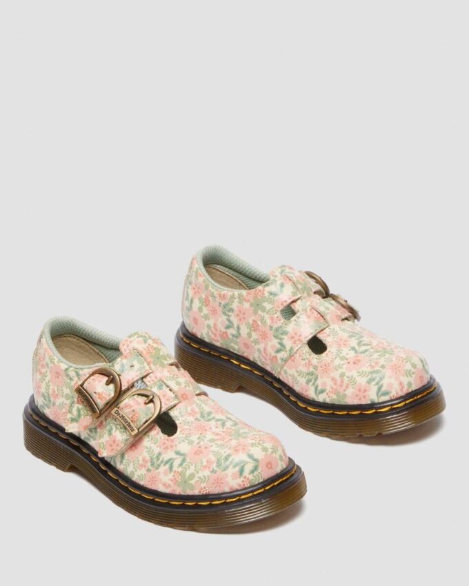 Kleinkind 8053 Mary Jane-Schuhe aus Leder mit Blumenmuster Kleinkind 8053 Mary Jane-Schuhe aus Leder mit Blumenmuster