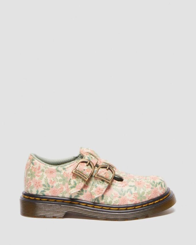 Kleinkind 8053 Mary Jane-Schuhe aus Leder mit Blumenmuster Kleinkind 8053 Mary Jane-Schuhe aus Leder mit Blumenmuster