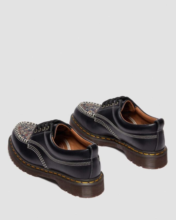 Lowell Leder- und Jacquard-Schnürschuhe mit Mokassin-Zehenkappe