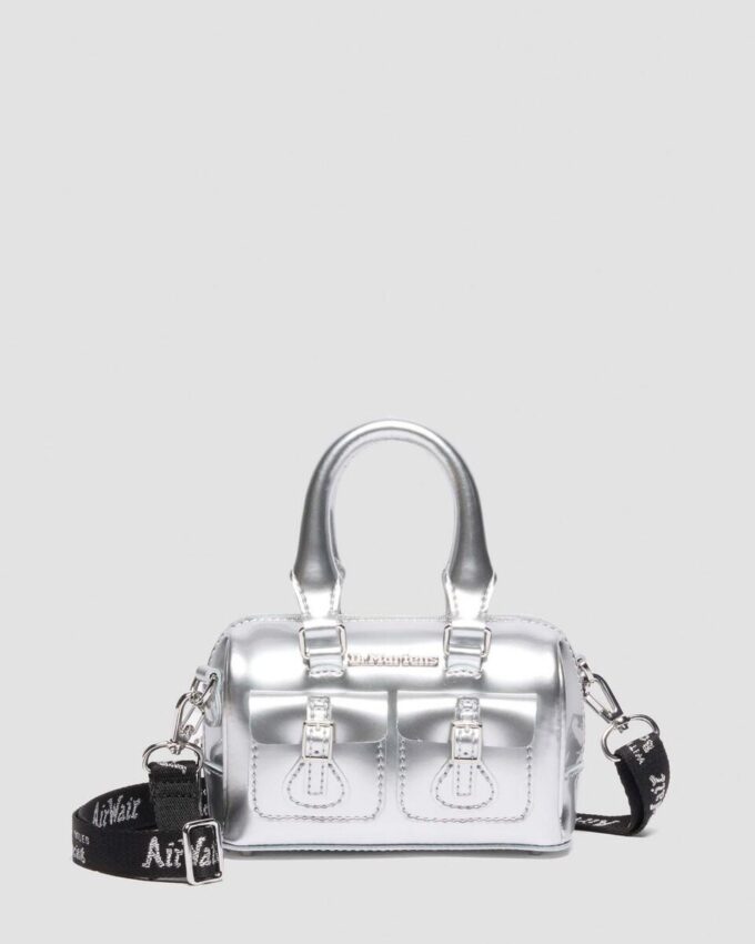 Mini-Handtasche mit Henkel Silber Patent Leather-Tasche Mini-Handtasche mit Henkel Silber Patent Leather-Tasche