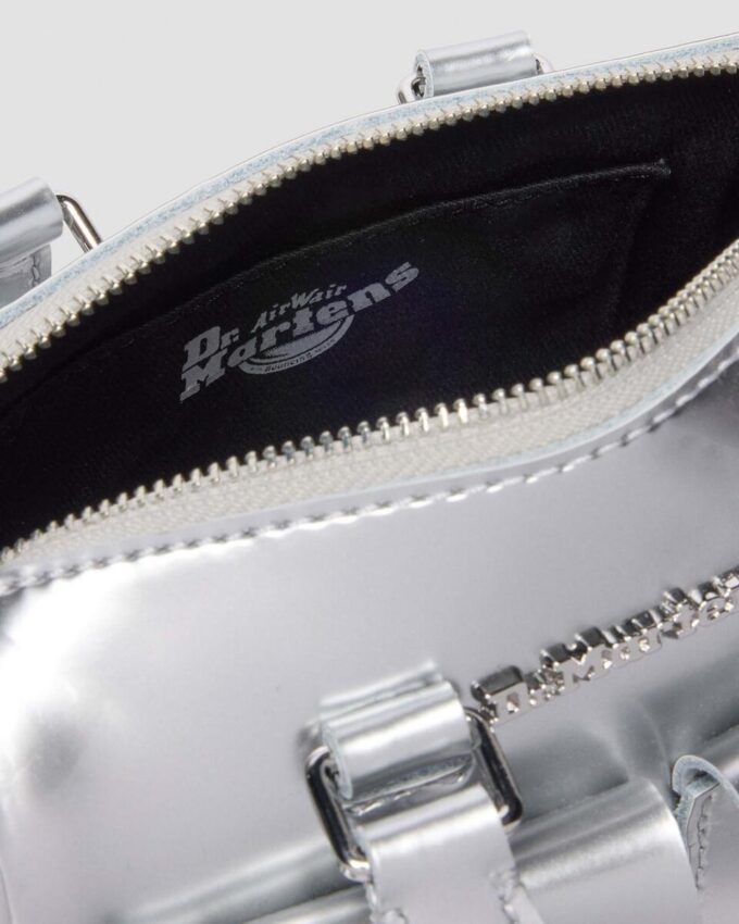 Mini-Handtasche mit Henkel Silber Patent Leather-Tasche Mini-Handtasche mit Henkel Silber Patent Leather-Tasche