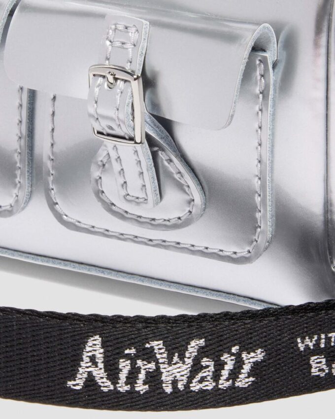 Mini-Handtasche mit Henkel Silber Patent Leather-Tasche Mini-Handtasche mit Henkel Silber Patent Leather-Tasche