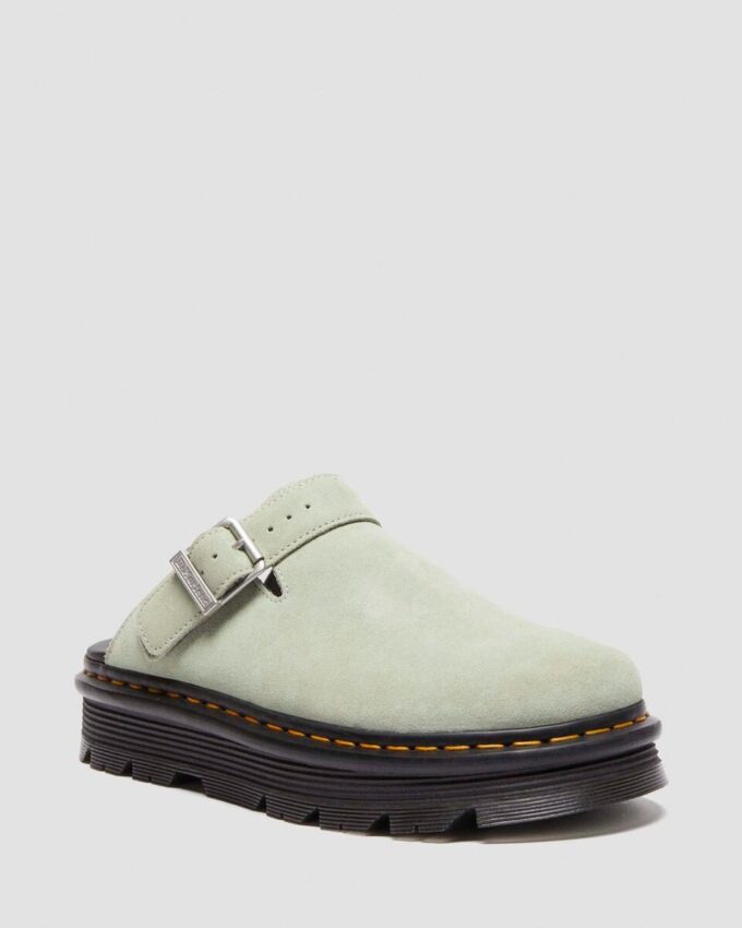 Zebzag Wildleder-Slingback-Platform-Pantoletten