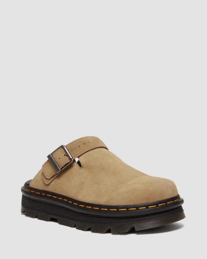 Zebzag Wildleder-Slingback-Platform-Pantoletten
