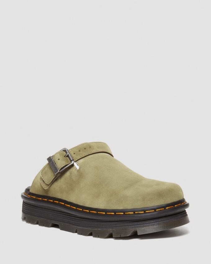 Zebzag Wildleder-Slingback-Platform-Pantoletten