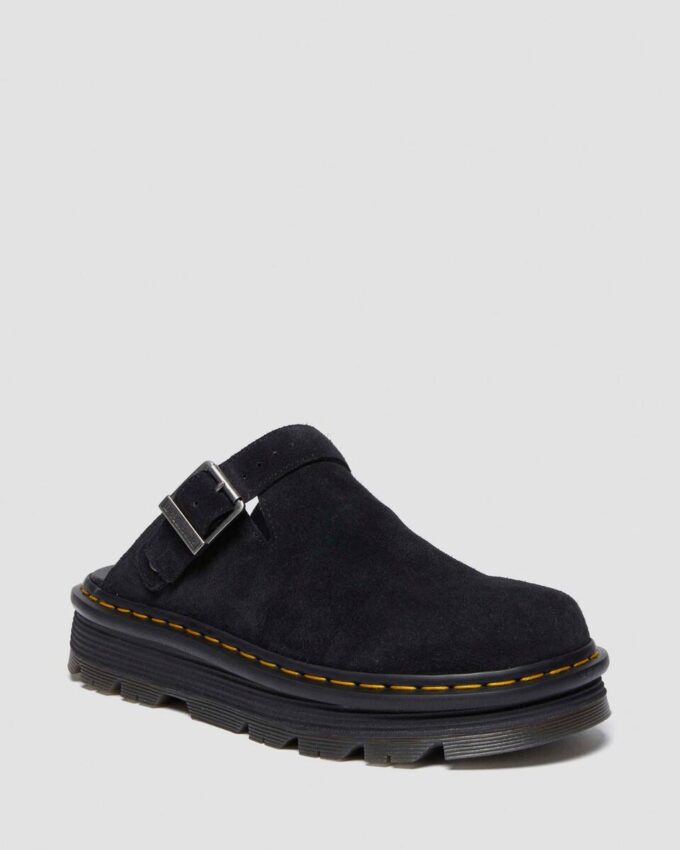 Zebzag Wildleder-Slingback-Platform-Pantoletten