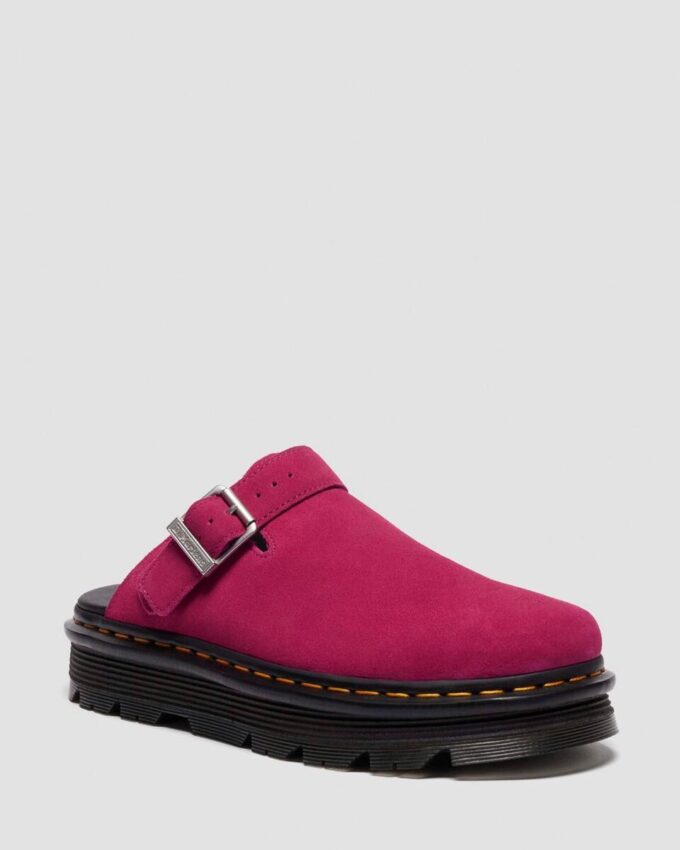 Zebzag Wildleder-Slingback-Platform-Pantoletten