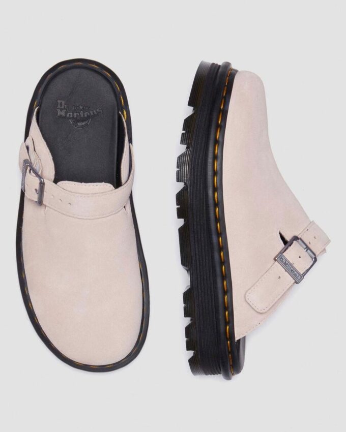 Zebzag Wildleder-Slingback-Platform-Pantoletten